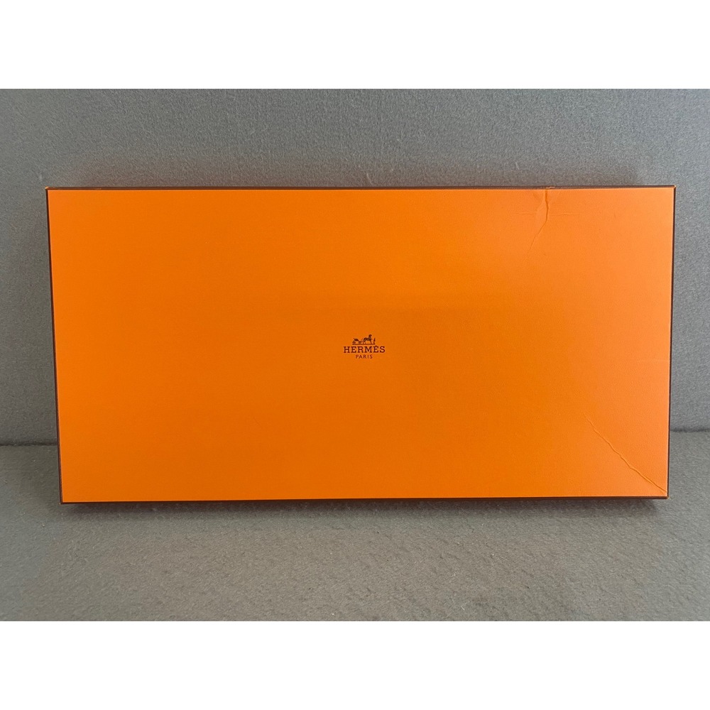 Hermes Orange Signature Gift Box with Tissue Paper 14.5 x 7.5 x 1 Scarf Tie Box
